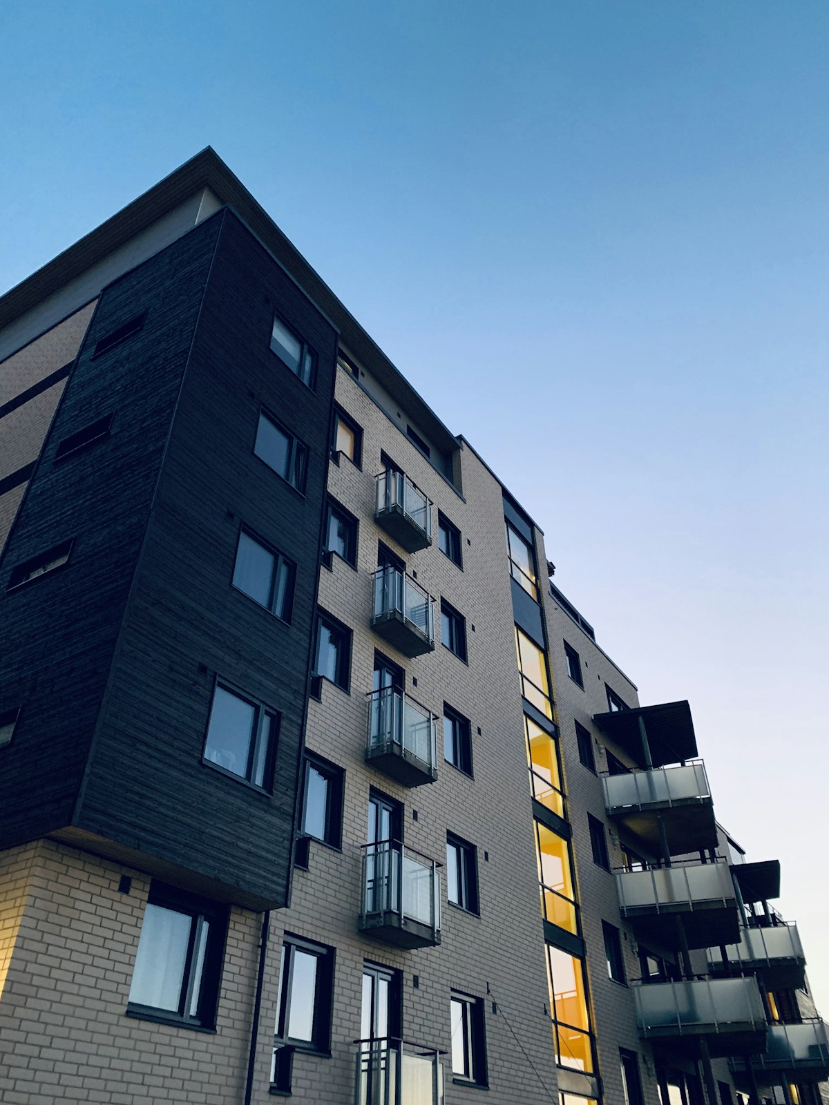 High-rise residential building seen from a low angle